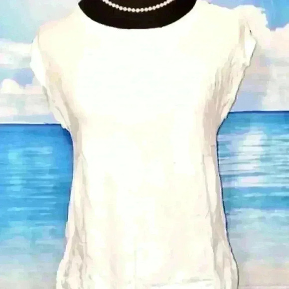 BODY CENTRAL Hi/Low WHITE Cotton OPEN FLAP BACK Top Lightweight shirt size Sm - Picture 3 of 7